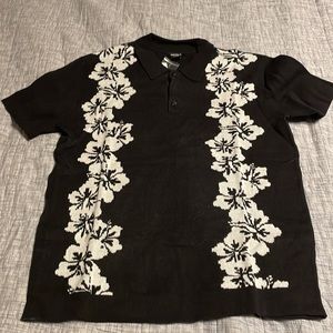 Hibiscus print sweater polo NWT